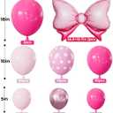 Pink Mouse Balloon Garland Arch Kit 124 Pcs Hot Pink, Pastel and Polka Dot Balloons with Bow, Mouse Themed Girl Birthday Baby Shower Party Decor