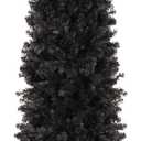  6ft Black Artificial Holiday Christmas Pencil Tree for Home, Office, Party Decoration w/ 608 Tips, Metal Hinges & Base