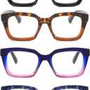 DXYXYO Reading Glasses 1.25 Women Blue Light Blocking Men Oversized Rectangle Computer Readers 4 Pack Retro Fashion Oprah Style Square