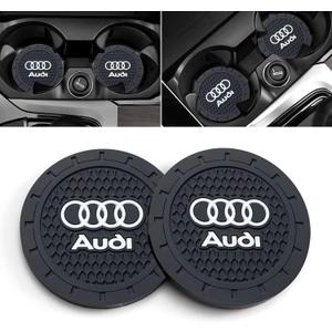 Car Cup Holder Coaster for Audi Recessed Silicone Cupholder Coaster Interior Accessories 2.75in 2Pieces Black