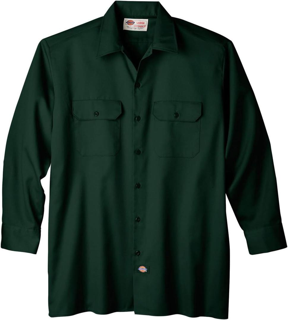 Dickies Men's Long Sleeve Work Shirt (XX-Large, Green)