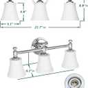 Bathroom Vanity Light Fixtures, Traditional Chrome 3 Lights Wall Sconce Lighting with Opal Glass Shade, Porch Wall Mount Light Fixture for Bathroom, Mirror Cabinets Hallway Stairs
