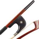 Brazilwood Upright Double Bass Bow High-Handle with Horsehair, Silver-wrappe and Black Leather Well Balanced Loudfor Beginner Strong and Great Bounce Warm Clear Tone (4/4size18, brown15)