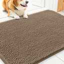 Smiry Dog Door Mat for Muddy Paws 30x20, Absorbs Moisture and Dirt Doormat, Non-Slip Washable Quick Dry Chenille Front Door Mat Indoor Entrance, Entryway Carpet for Inside Floor, Camel