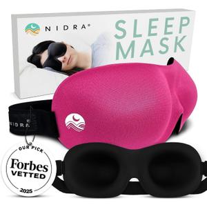 Nidra Contoured Sleep Mask for Side Sleepers  Zero Pressure Fit, Light Blocking Eye Shade for Sleeping & Travel  Pink, Standard Size