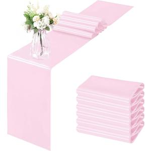 Horbaunal 6 Pack Satin Runners 12 x 72 Inch Bright Silky Smooth Satin Table Runners for Birthday Wedding Party Banquets, Light Pink