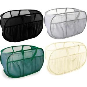 Collapsible Laundry Baskets, Upgrade Pop Up Laundry Hamper with Convenient Bags, Foldable Laundry Basket Mesh Light Weight, Easy to Carry Clothes Hampers for Laundry, Dorm, Toys, Travel 4 Pack