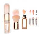 Bling Toman Mini 4 in 1 Makeup Brushes Set,Makeup Sponge,Blush Blending,Eyeshadow,Eyebrow&Liner Lip Face Foundation All-in-One Brushes Travel Makeup Brushes with Silicone Sponge (Silicone Rose Gold)