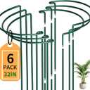 6-Pack Garden Plant Support Cages,14" Diax32 H Heavy Duty Interlinked Half Round Peony Support Rings,Metal Plant Support Stakes for Peony,Tomato,Hydrangea,Rose,Indoor & Outdoor Garden Plant Supports