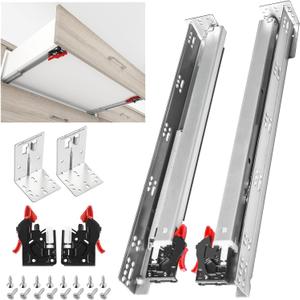 SHUHANG 1 Pair Undermount Drawer Slides 12 inch Soft Close 80 lb Load Capacity Ball Bearing Hidden Bottom Mount Rails Full Extension Runners with Adjustable Locking Devices and Bracket