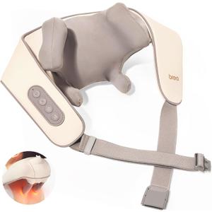 Breo N5 Mini Neck Massager with Heat, Electric Massager for Neck and Shoulder, Deep Massage at Home, Muscle Relaxation Gifts (Beige)