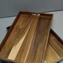 17 Inch Acacia Wood Serving Tray with Handles - Large Wooden Tray for Ottoman, Breakfast in Bed, Dinner, Coffee Table - Decorative Rectangular Tray for Living Room Bedroom Entryway and Kitchen