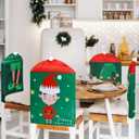 6 Pcs Christmas Back Chair Cover Elf Hat Leg and Cute Elf Felt Chair Back Covers for Xmas Banquet Home Kitchen Dining Room Decor Christmas Dining Chair Slipcovers (Fresh)