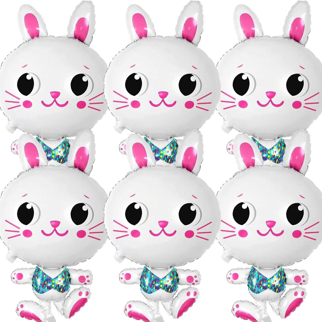 Easter-Balloons Bunny-Balloon 6PCS Large Easter Rabbit Balloons Party Supply Spring Baby Showers Birthday Decoration Indoor Outdoor Holiday Decor