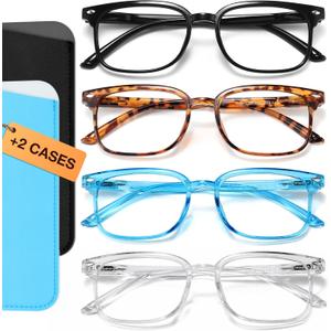 NOVIVON Reading Glasses for Women, Reading glasses men, Blue Light Blocking Readers, Computer eye glasses, Cheaters (Black+leo+clear+blue)
