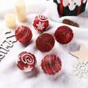 3.15" Large Christmas Ball Ornaments Glitter Shatterproof Ornaments for Christmas Tree Large Sequin Plastic Hanging Big Christmas Ball Ornaments, 6Pcs 80mm (Red)