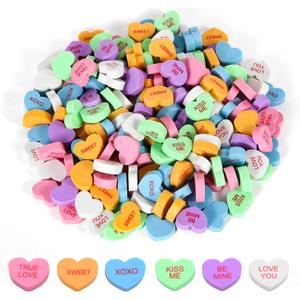 200 Pieces Valentines Day Erasers Conversation Heart Mini Erasers Cute Pencil Erasers for Classroom,Valentines Day Party,Holiday Gift,School Rewards Prizes Party