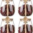 Airtight glass jar storage container with bamboo lid Set of 4, wide mouth, leak-proof, With a spoon, can be used for coffee beans, tea leaves, grains, dried fruits, etc. (Middle*4pcs)