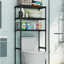 3-Tier Over the Toilet Storage, Metal Bathroom Shelve, Over Toilet Bathroom Organizer, Space Saver Bathrooms Shelve for Restroom Laundry Balcony, Black