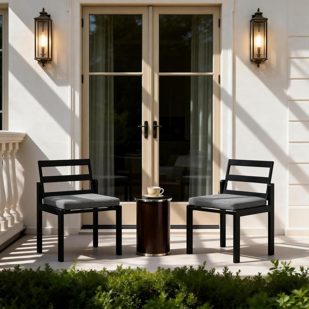 Patio Dining Chairs Set of 2, 420lbs Heavy Duty Outdoor Metal Chairs with Removable Cushions, 105 Ergonomic Back, Weather & Rust Resistant Furniture for Deck, Garden, Porch, Black