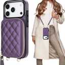 Bocasal Crossbody Wallet Case for iPhone 17 Pro, RFID Blocking PU Leather Zipper Handbag Purse Flip Cover, Kickstand Folio Case with Card Slots Holder Wrist Strap Lanyard 5G 6.3 Inch (Dark Purple)