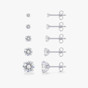 PAVOI 14K Gold Plated Five Pairs Stainless Steel Stud Earrings Set for Women | Hypoallergenic 5 Earrings Pack | Premium Cubic Zirconia Studs
