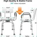 PETKABOO 360 Degree Shower Chair Swivel,Portable Seat with Armrests and Back, Adjustable Height Seat for Bathtub (White1)