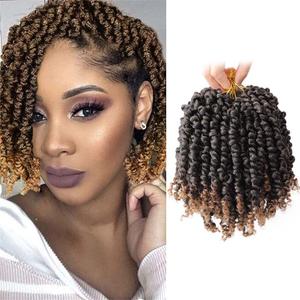 VIOLET Pre-twisted Passion Twist Crochet Hair 6 Inch 9 Packs Passion Twist Hair Pre Looped Ombre Blonde Short Passion Twist Hair Crochet Braids Hair ExtensionsT27,6 Inch,9 Packs
