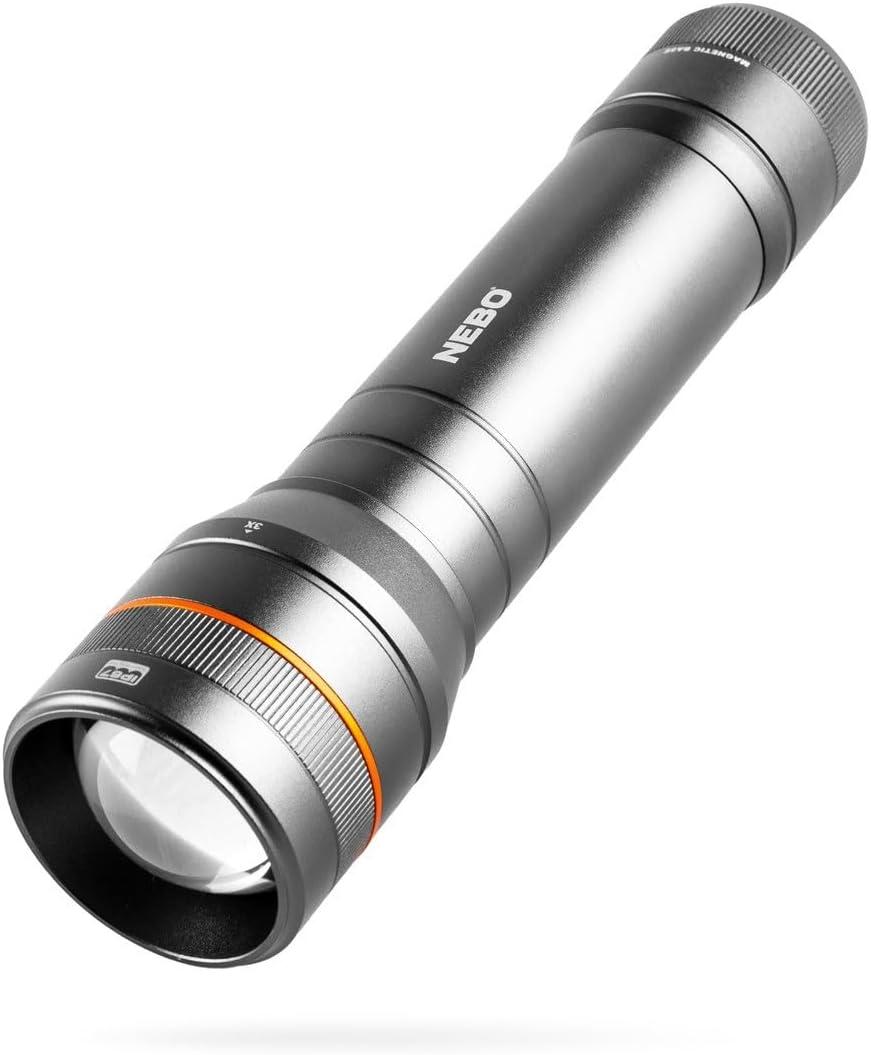 NEBO Newton Powerful LED Handheld Flashlight | AA Battery Powered Compact Waterproof Flashlight | Storm Gray |1000 Lumens