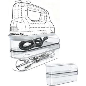 Hand Mixer Storage Case for KitchenAid KHM5/KHM6/KHM7/KHM9 Series Ultra Power Speed Hand Mixers, Double layer Crylic Transparent Storage box (Tools and mixer not included)
