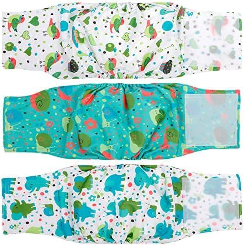MICOOYO Belly Bands for Male Dogs, 3 Pack Reusable Dog Diapers Male for Puppy Doggie, Washable Male Dog Wraps XSmall (L, Small Animals)