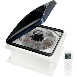 Upgraded Remote Control RV Roof Vent Fan, 12V DC 14" Quiet RV Roof Fan with Rain Sensor, 10-Speed, Reversible, 14in