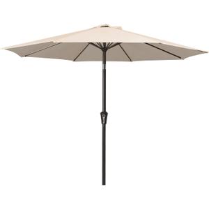 MEWAY 9ft Patio Umbrella Outdoor Table Umbrellas with Push Button Tilt and Crank, Market Umbrella 8 Sturdy Ribs for Deck, Garden, Pool and Backyard, Beige