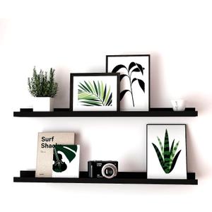 Long Floating Shelves for Wall Decor, Long Wall Mounted Storage Shelf for Bedroom, Living Room, Bathroom, Kitchen, Nursery, Display Picture Ledge Shelf with Lip Set of 2-36 Inches, Black, 35.4in
