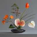Flower Frog Vase Kit, Ikebana Flower Arrangement, Ceramic Water Drop Flower Pot & Flower Frog, Flower Arrangement Vase Kit (Dark Brown Small Size)