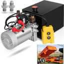 TOPEMAI Hydraulic Pump 12V Dump Trailer Pump - Double Acting, 8-Quart Electric Power Unit for Dump Trailers and Car Lifting (8 Quart)