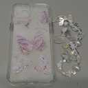 Fycyko Compatible for iPhone 13/iPhone 14 Case Cute Butterfly Pattern Clear Design Aesthetic Women Teen Girls Glitter Pretty Crystal Sparkle Sparkly Phone Cases Protective Cover+Butterfly Chain