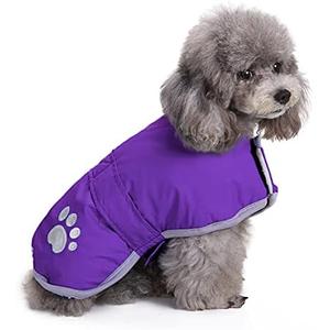 Queenmore Dog Winter Coat, Cold Weather Fleece Jacket for Dogs, Waterproof Reflective Reversible, for Small, Medium and Large Dogs (Purple, S)