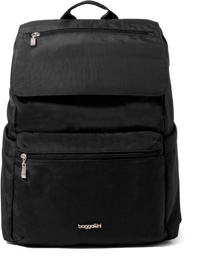 Baggallini Flap Laptop Backpack - 15"x11" Lightweight Work Travel Bag w/Luggage Sleeve & RFID