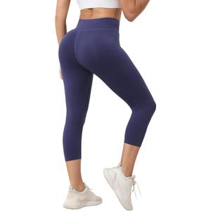 Women's Capri Leggings, High Waisted Soft Compression Workout Athletic Yoga Gym Running Pants for Women (Black, S)