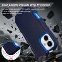 for iPhone 17 Case with Belt Clip Holster, Heavy Duty Rugged Shockproof Protection, Military Grade Anti-Drop Protective Case for iPhone 17 with Kickstand, 6.3" (Navy+Blue)