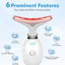 SDKWDH Red Light Therapy for Face and Neck, 7 Color Face Massager Tool for Wrinkles, Double Chin, Vibrating Facial Massager with Thermals for Skin Care, Gifts for Women Men, Glossy White