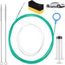 Yolev 6pcs Sunroof Drain Cleaning Tool,120 Inch Extra Long Pipe Cleaners Drain Brush Pipe Cleanings with Straight Brush,Syringe Hose,Sponge Sun Roof Drains Cleaning Tool for Auto Car Sunroof Wiper