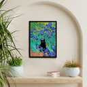 Krtoni Framed Van Gogh Irises Canvas Wall Art, Famous Oil Paintings Garden Flower Black Cat Wall Decor, Impressionism Funny Vintage Print Artwork For Farmhouse Gallery Bathroom 24''L x 16''W