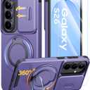 JAME for Samsung Galaxy S26 Case, Ring Holder Stand Kickstand, Slide Camera Cover with Screen Protector, Dual-Layer Shockproof Protective, Magnetic Accessory Friendly Galaxy S26 Phone Case, Purple