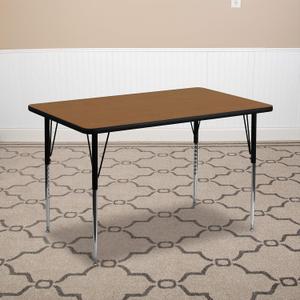 Flash Furniture Wren 30''W x 48''L Rectangular Grey Thermal Laminate Activity Table - Standard Height Adjustable Legs