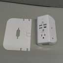 Wall Outlet Extender with Shelf and Night Light, Surge Protector, Wall Mount Charger Multi Plug Expander with 5 AC Outlets and 3 USB A Ports 1 USB C, Wide Space 3-Sided Power Strip Multi Plug Outlets (White)