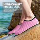 SEEKWAY Water Shoes Women Men Adult Quick-Dry Aqua Socks Barefoot Non Slip for Beach Swim River Pool Lake surf Black SK002(U) (6.5-7.5 Women/5.5-6.5 Men, 1e-stripe Pink-2)