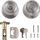 Amazon Basics Exterior Door Knob With Lock, Coastal, Easy to Install, 2 Keys, Satin Nickel