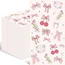 Pajean 100 Pcs Pink Bow Napkins Paper Coquette Themed Party Supplies Cherry Bow Napkins Decorative Disposable Guest Towels for Bathroom Dinner Bachelorette Birthday Bridal Wedding Decor